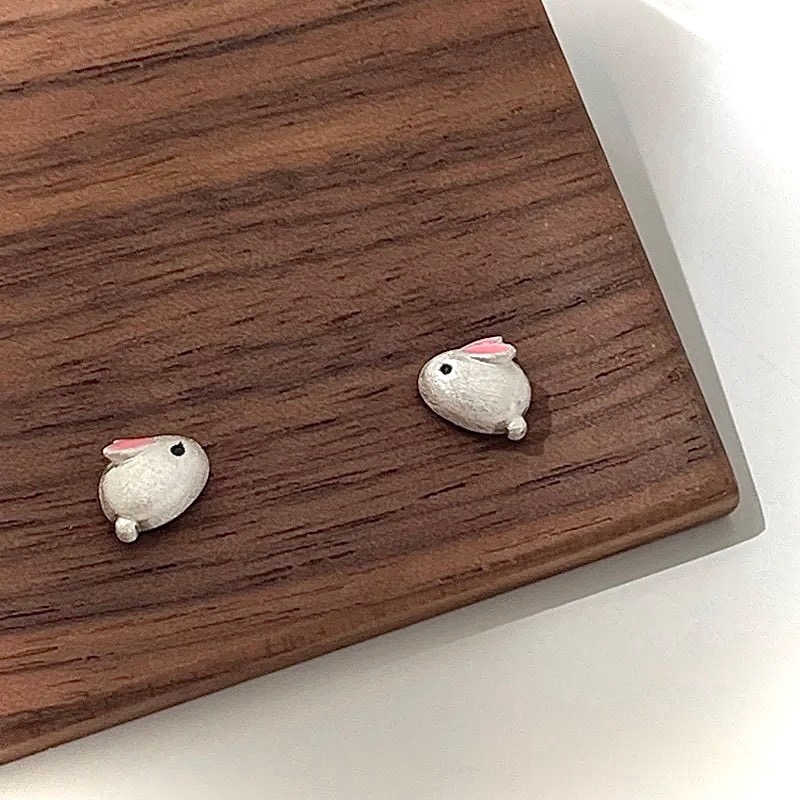 月兔 s925銀 耳釘-細節圖3