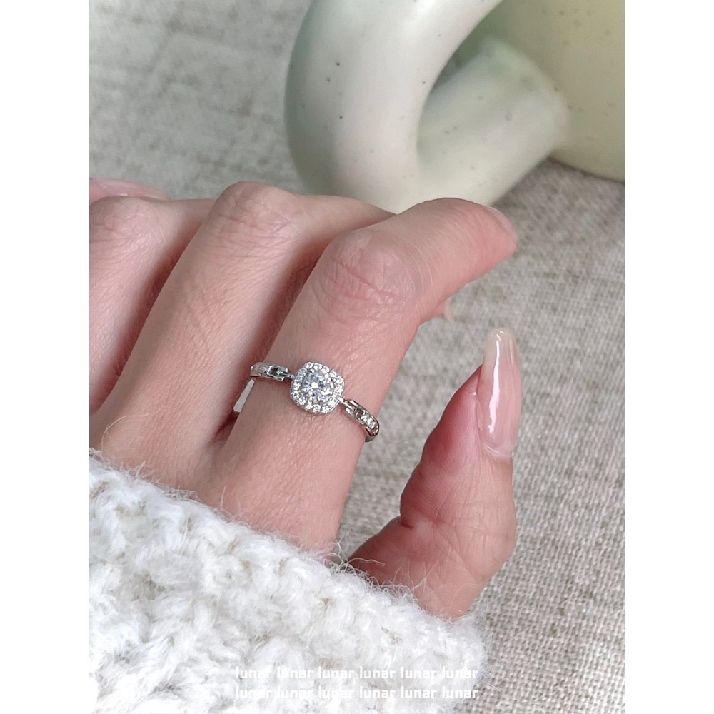 S925銀方糖鋯石戒指-細節圖3