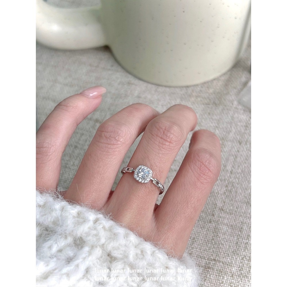 S925銀方糖鋯石戒指-細節圖4