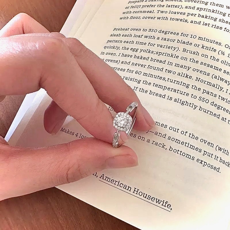 S925銀方糖鋯石戒指-細節圖8