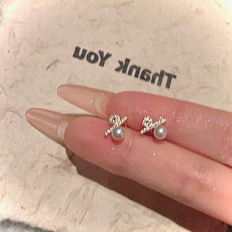 百分百 S925銀 碎鑽珍珠耳釘-細節圖5