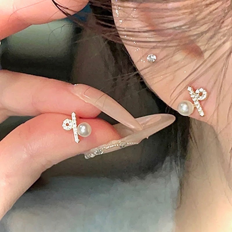 百分百 S925銀 碎鑽珍珠耳釘-細節圖6