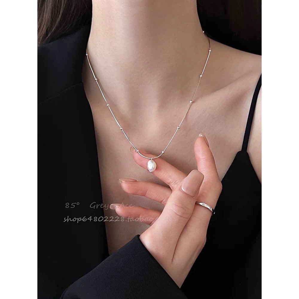 S925銀 簡約 珍珠項鍊-細節圖2