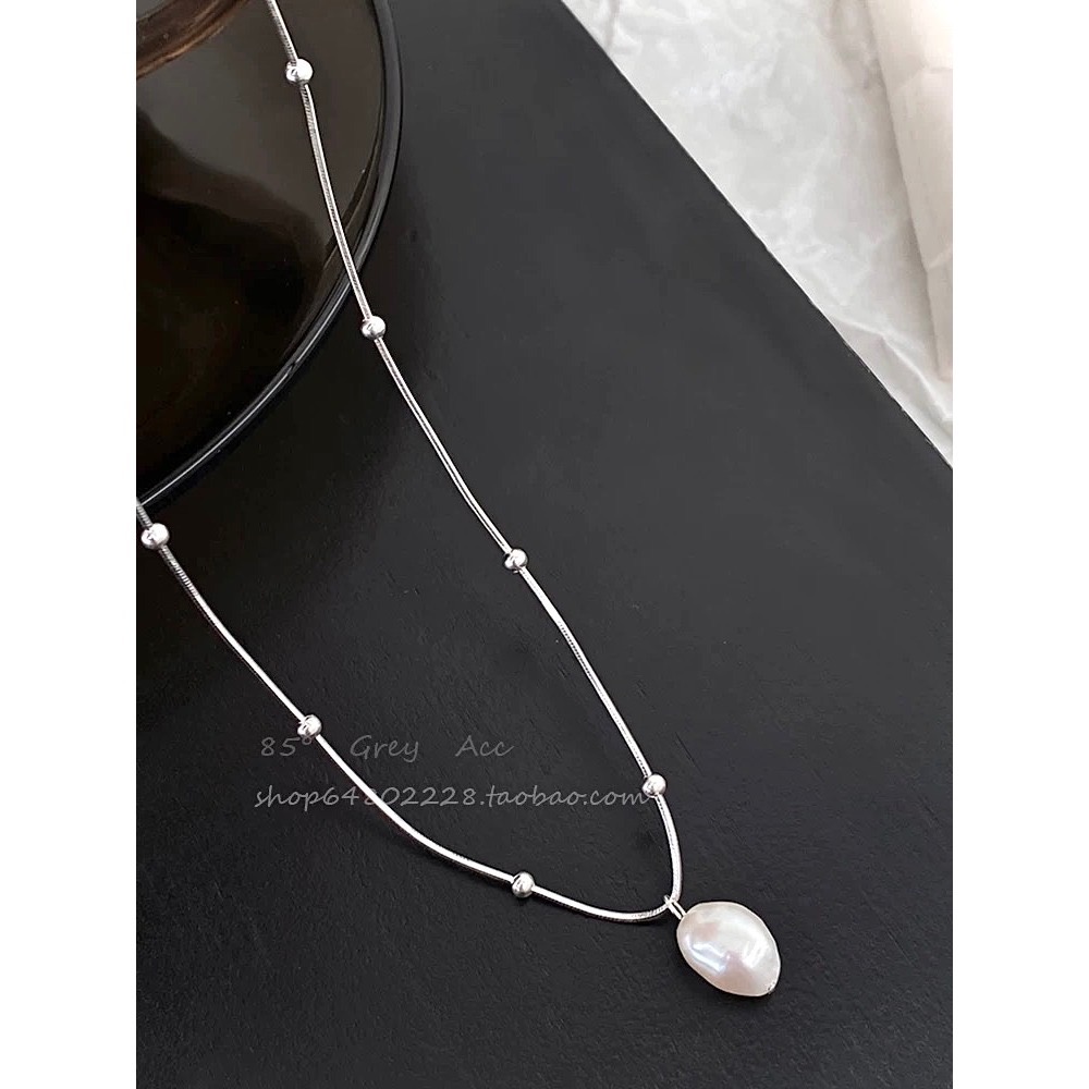 S925銀 簡約 珍珠項鍊-細節圖3