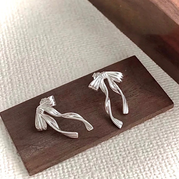 s925銀 緞帶蝴蝶結耳環-細節圖4