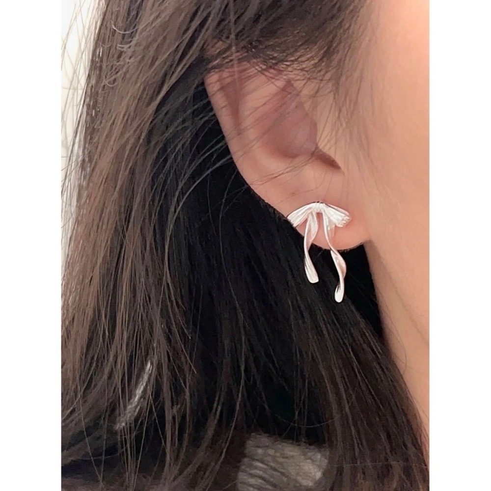 s925銀 緞帶蝴蝶結耳環-細節圖5