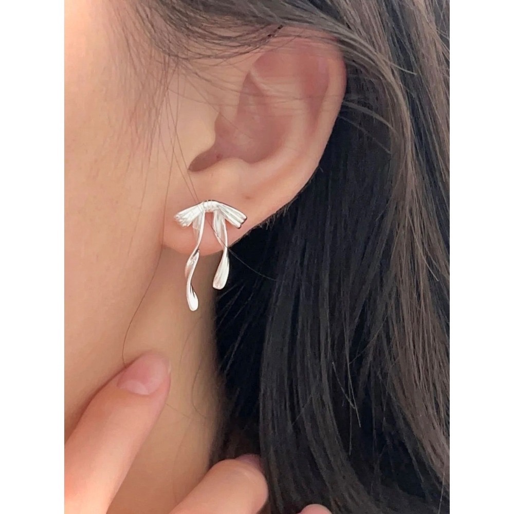 s925銀 緞帶蝴蝶結耳環-細節圖7