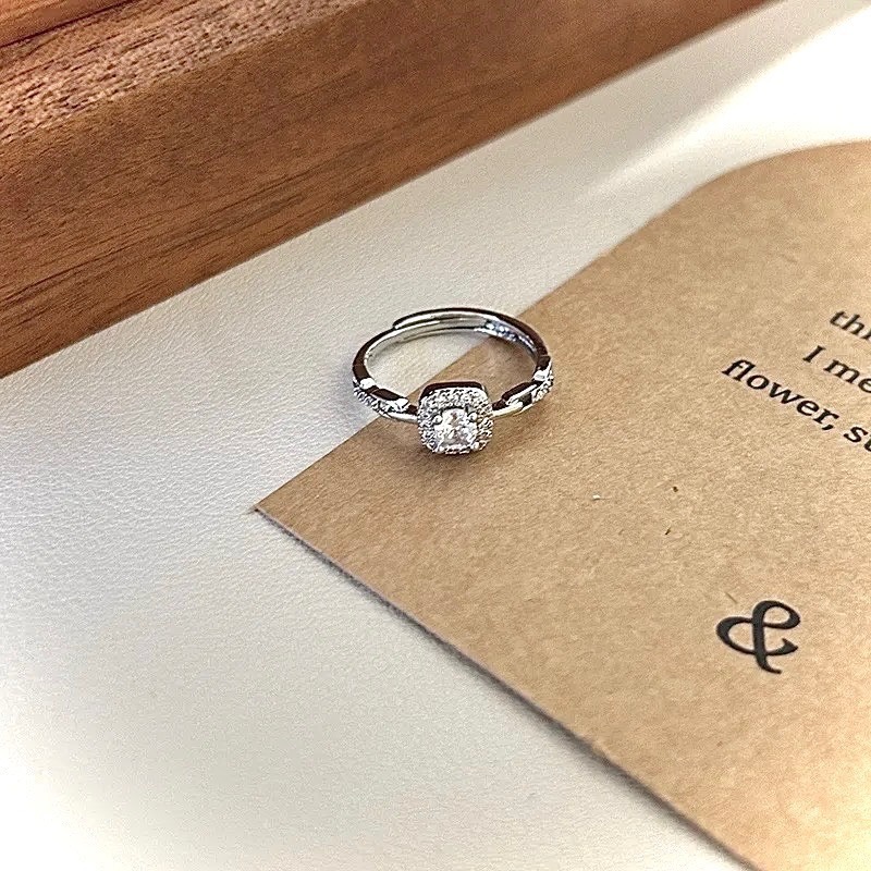 S925銀爆閃 碎鑽鋯石戒指-細節圖2