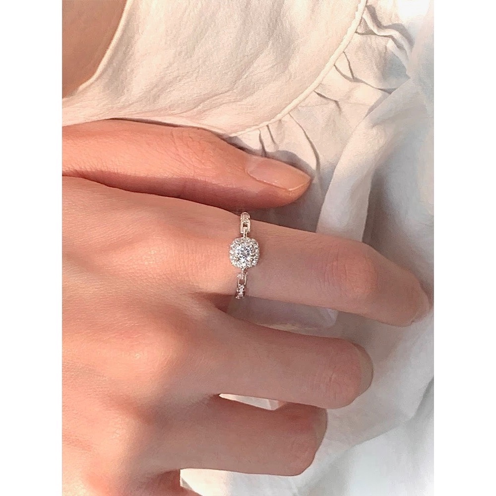 S925銀爆閃 碎鑽鋯石戒指-細節圖3