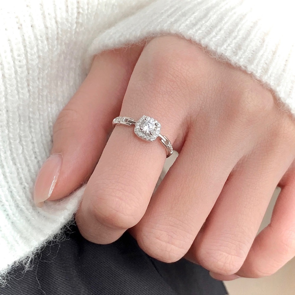 S925銀爆閃 碎鑽鋯石戒指-細節圖4