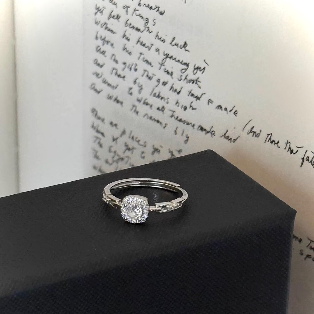 S925銀爆閃 碎鑽鋯石戒指-細節圖6