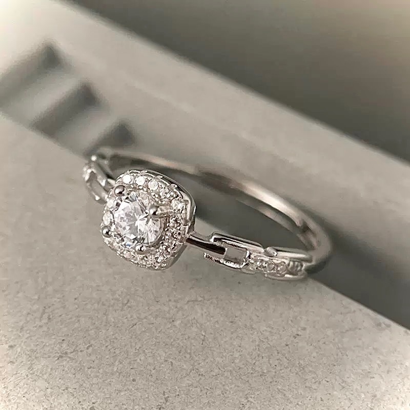 S925銀爆閃 碎鑽鋯石戒指-細節圖7