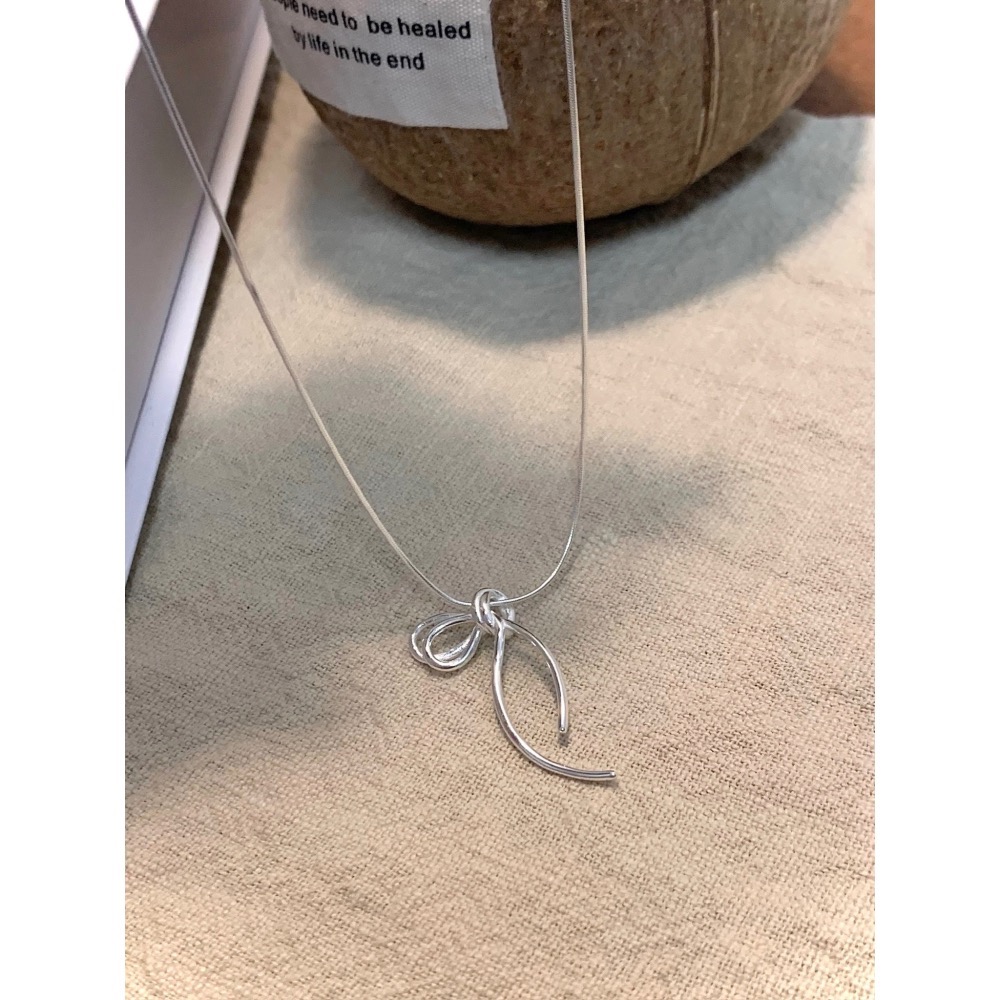 S925銀絲帶 蝴蝶結項鍊-細節圖3