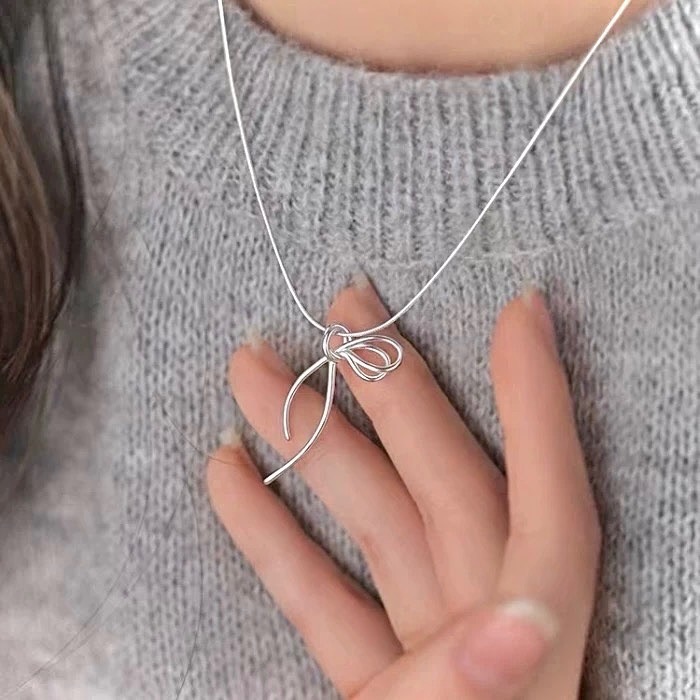 S925銀絲帶 蝴蝶結項鍊-細節圖6