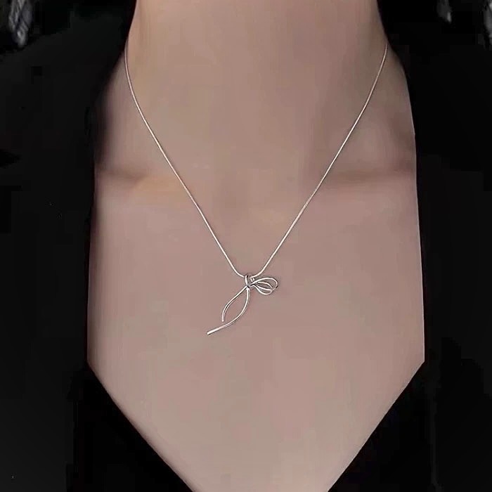 S925銀絲帶 蝴蝶結項鍊-細節圖7