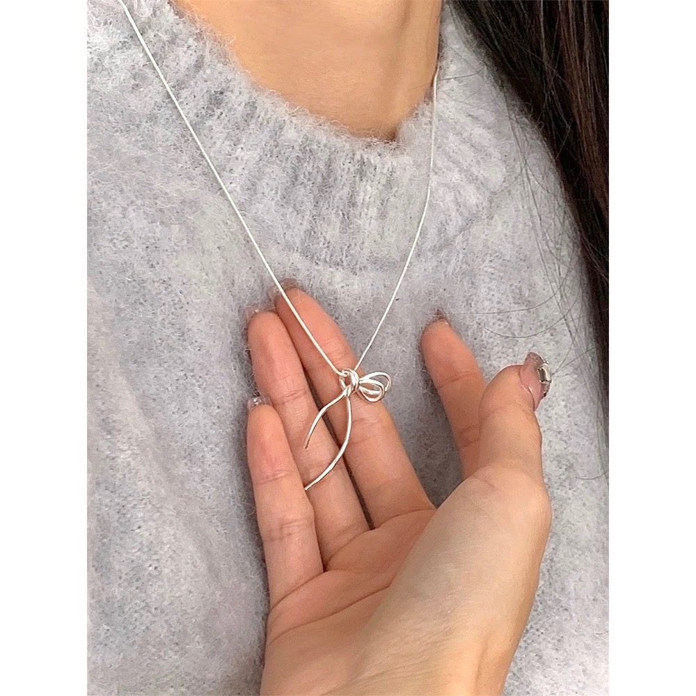 S925銀絲帶 蝴蝶結項鍊-細節圖8