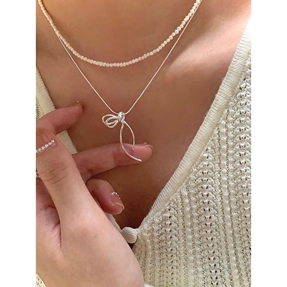 S925銀絲帶 蝴蝶結項鍊-細節圖9