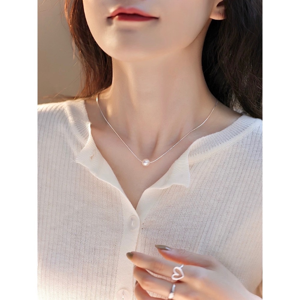 S925銀微笑 珍珠項鍊-細節圖3