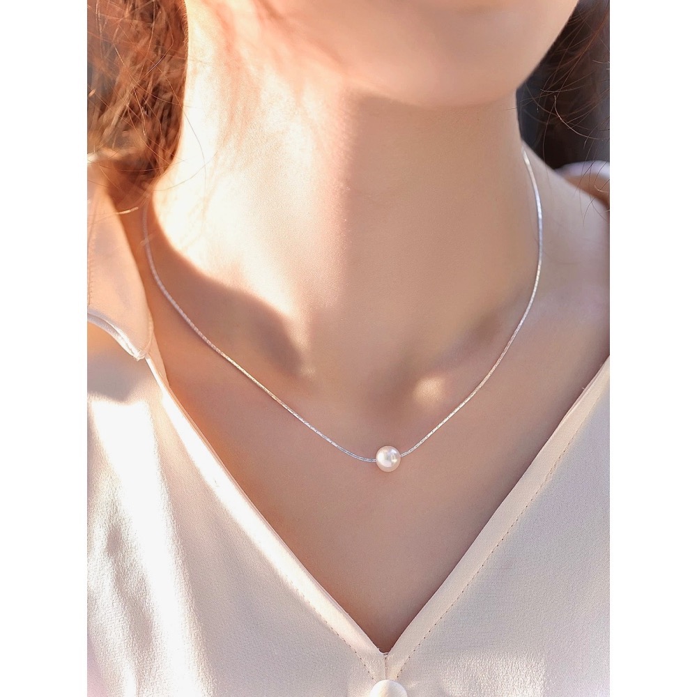 S925銀微笑 珍珠項鍊-細節圖4