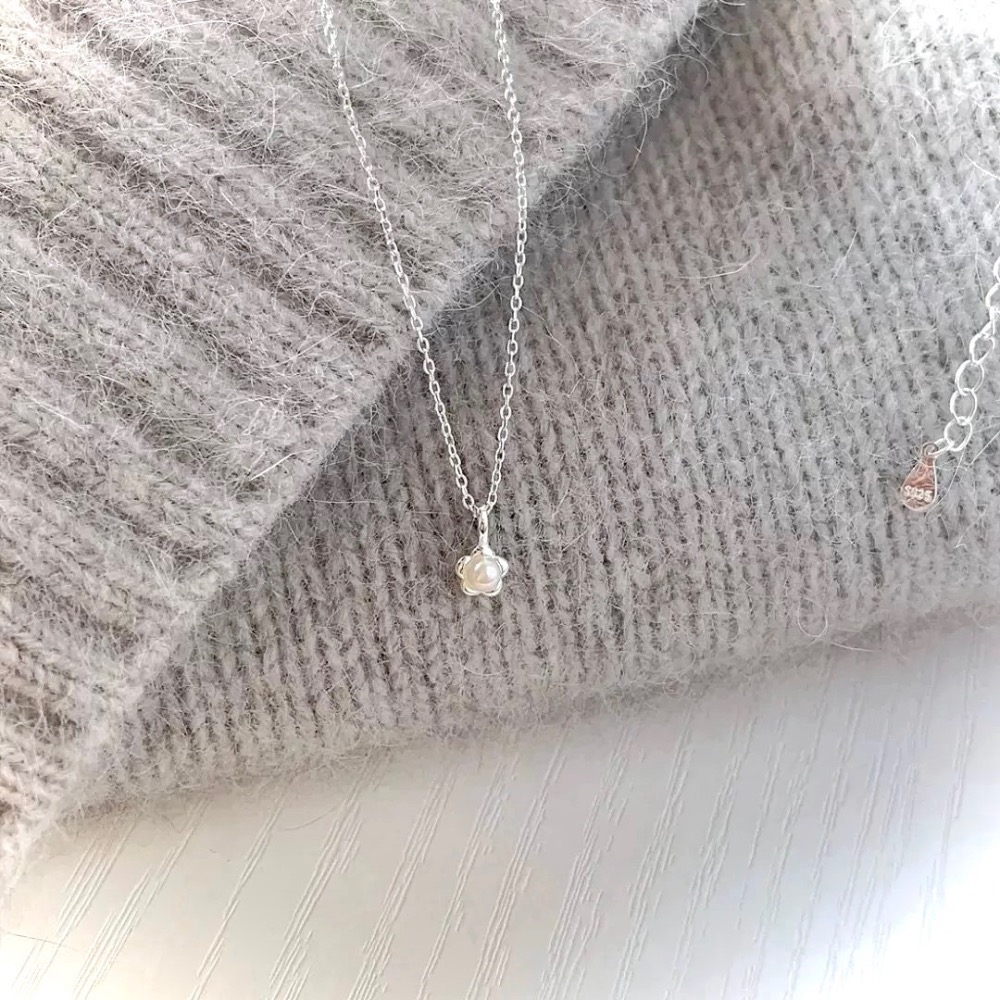 S925銀小花珍珠項鍊-細節圖6