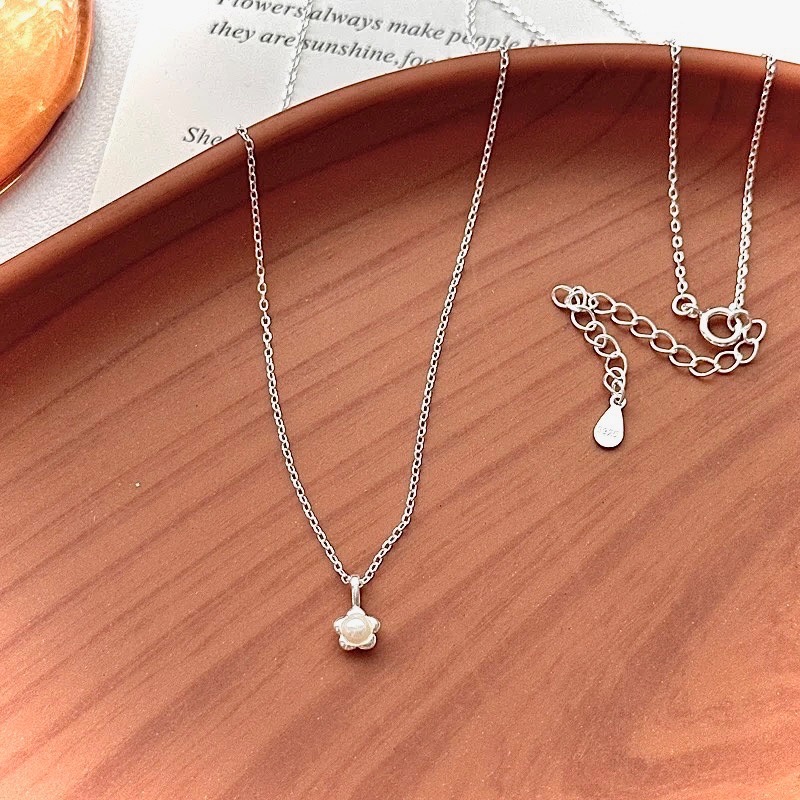 S925銀小花珍珠項鍊-細節圖7