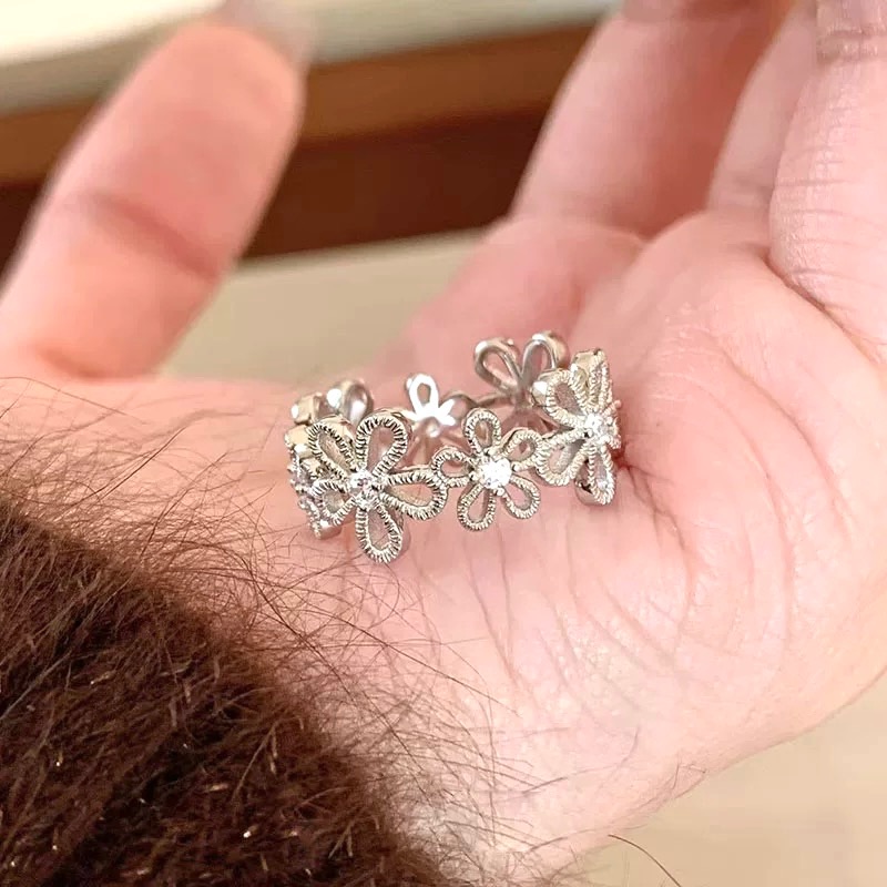 S925銀 小花纏繞 戒指-細節圖3