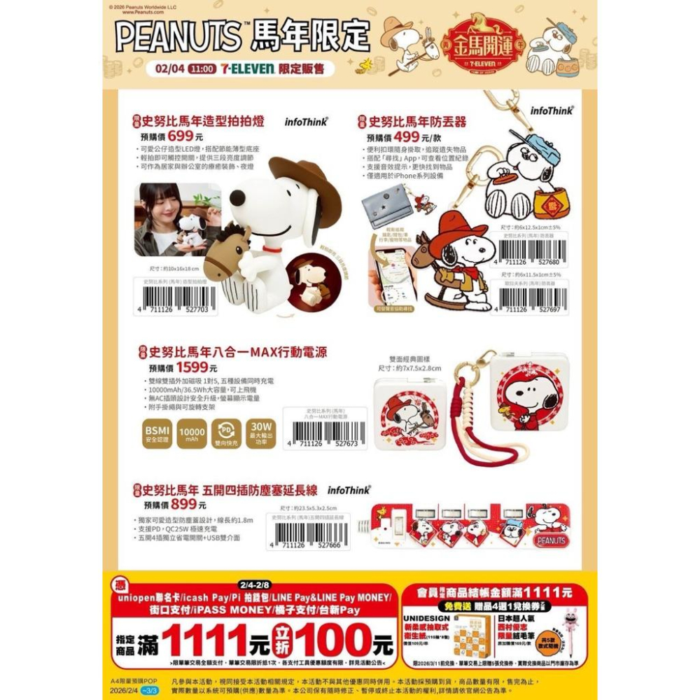 (🐾 喵一下雜貨店) 7-11史努比 馬年 歐拉夫 玩偶  拍拍燈 防丟器 行動電源 延長線 零錢包 購物袋 後背包-細節圖5