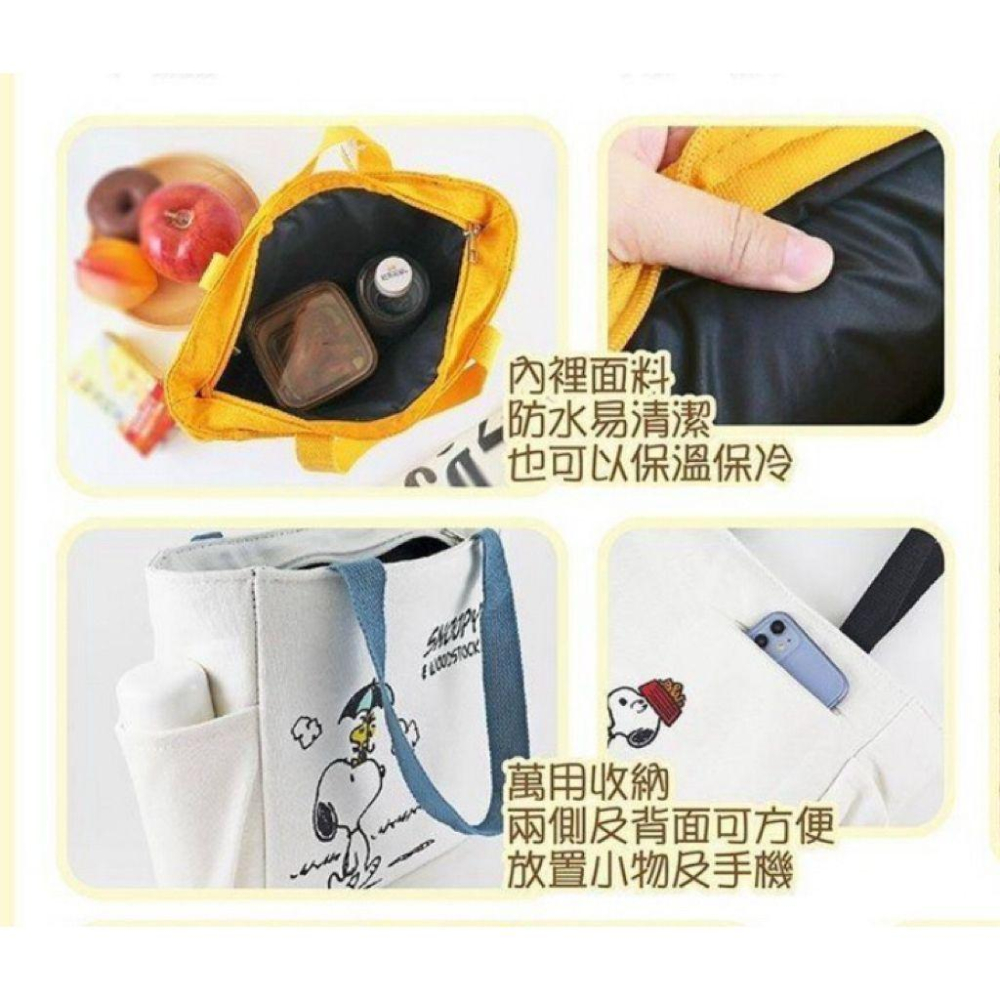 (🐾 喵一下雜貨店) 現貨 Snoopy 史努比 便當袋 手提袋 帆布袋 散步款-細節圖2