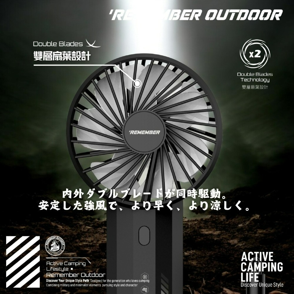 Remember Outdoor 樂活不露 硬漢手持扇 露營風扇 充電風扇 風扇 手持風扇-細節圖6