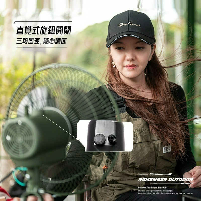 樂活不露 軍風靜音扇 靜音電扇 桌扇 風扇 戶外電扇 電風扇 12吋電扇-細節圖6
