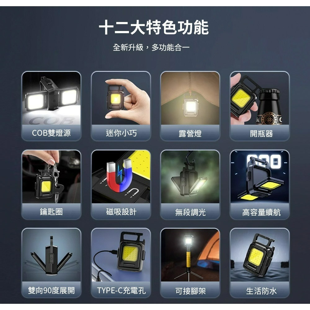 努特NUIT 小餅乾 USB充電隨身燈 LED露營燈 COB露營燈 野營燈 鑰匙圈 開瓶器 NTL115-細節圖4