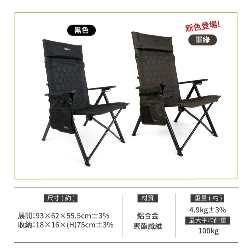 努特NUIT 小金士曼 鋁合金低腳折背三段椅 黑 軍綠 靠背椅 休閒椅 折疊椅 NTC201-細節圖2
