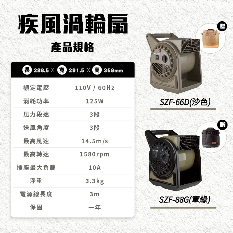 SANSUI山水 疾風擺頭渦輪扇 疾風 擺頭 循環扇 露營 渦輪扇 風扇【贈收納袋】-細節圖11