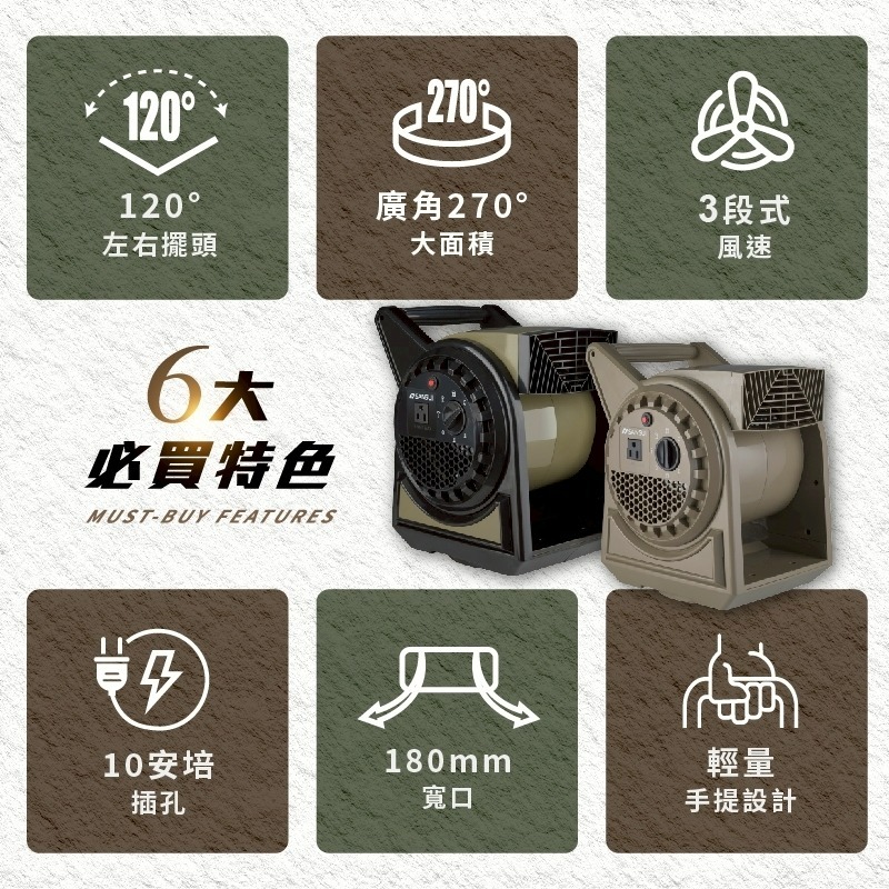 SANSUI山水 疾風擺頭渦輪扇 疾風 擺頭 循環扇 露營 渦輪扇 風扇【贈收納袋】-細節圖2