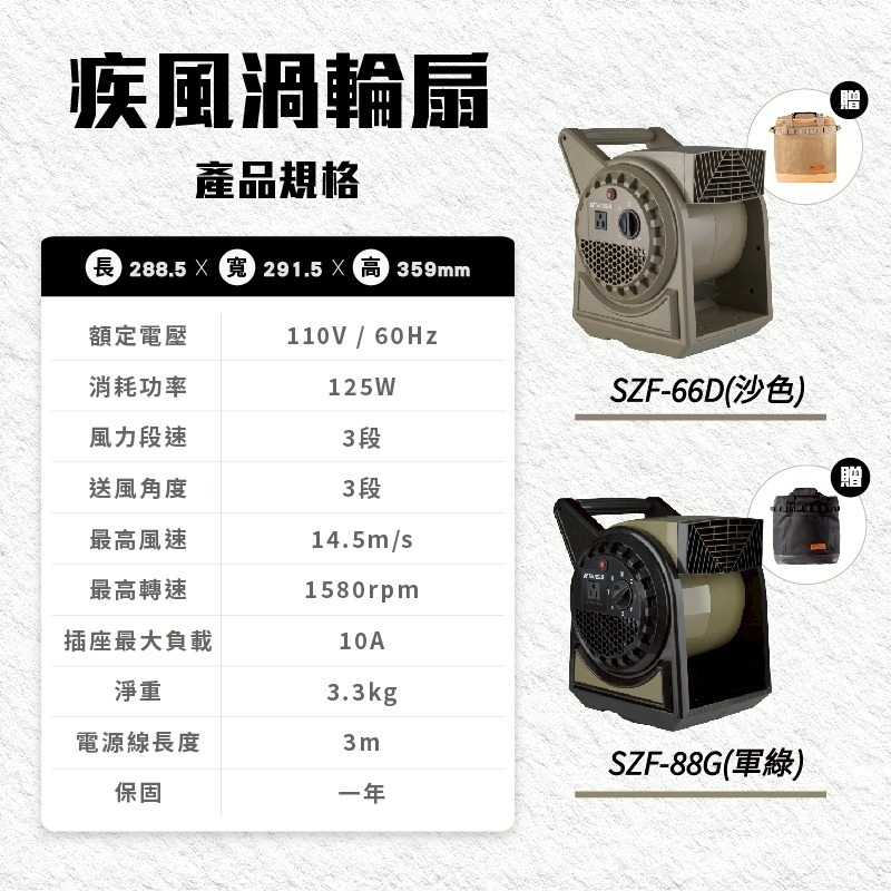 SANSUI山水 疾風擺頭渦輪扇 疾風 擺頭 循環扇 露營 渦輪扇 風扇【贈收納袋】-細節圖11