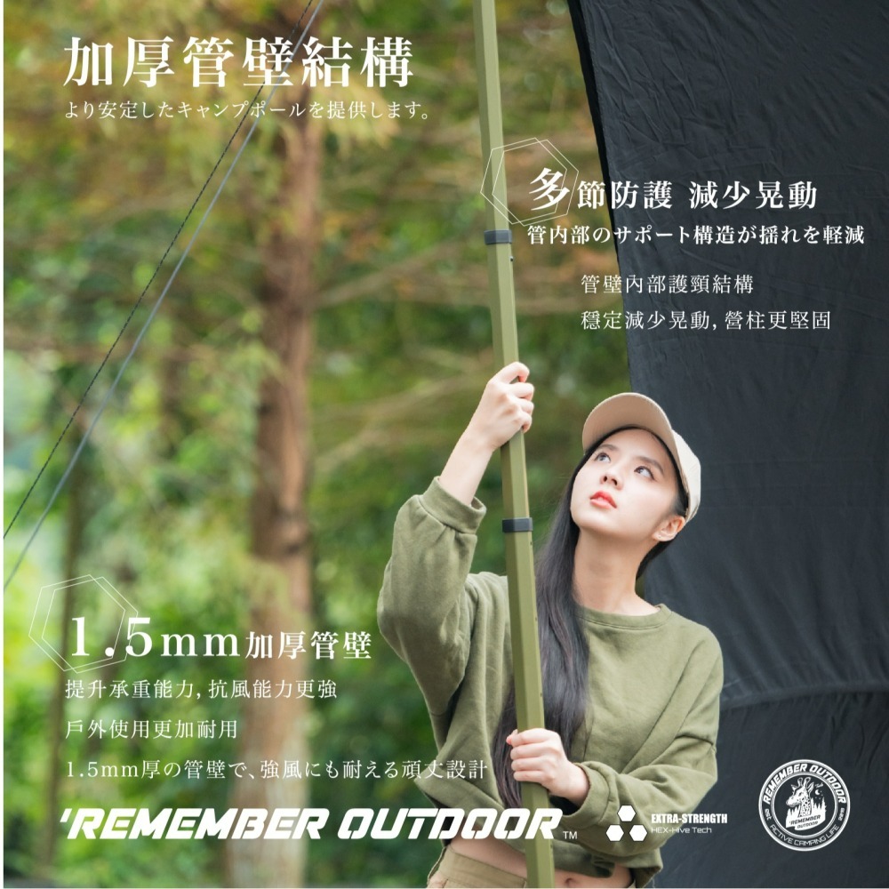 Remember Outdoor 樂活不露 蜂巢 伸縮 鋁合金營柱 (六角) 伸縮鋁合金營柱 營柱 帳篷 露營-細節圖6