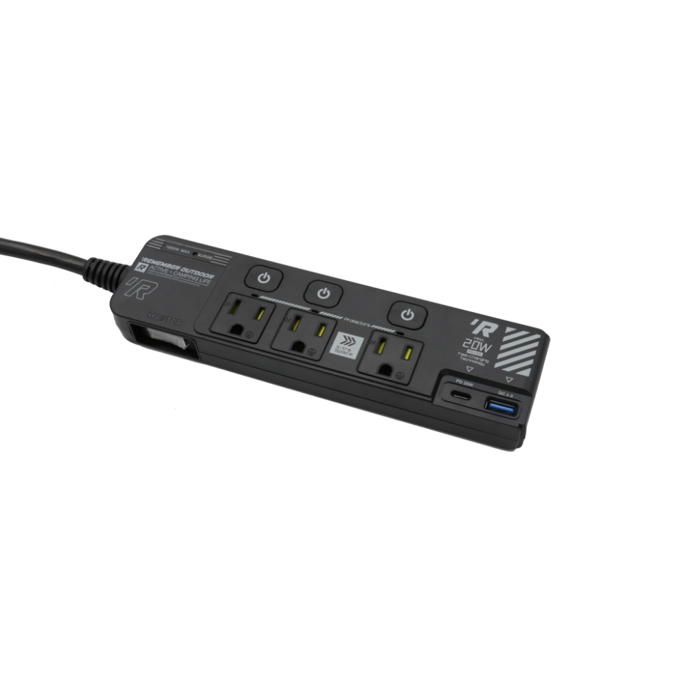 樂活不露 3口3PIN機甲風延長線 三座 三孔 快充 延長線 2.0M USB 插座 露營 野營 軍風-規格圖11