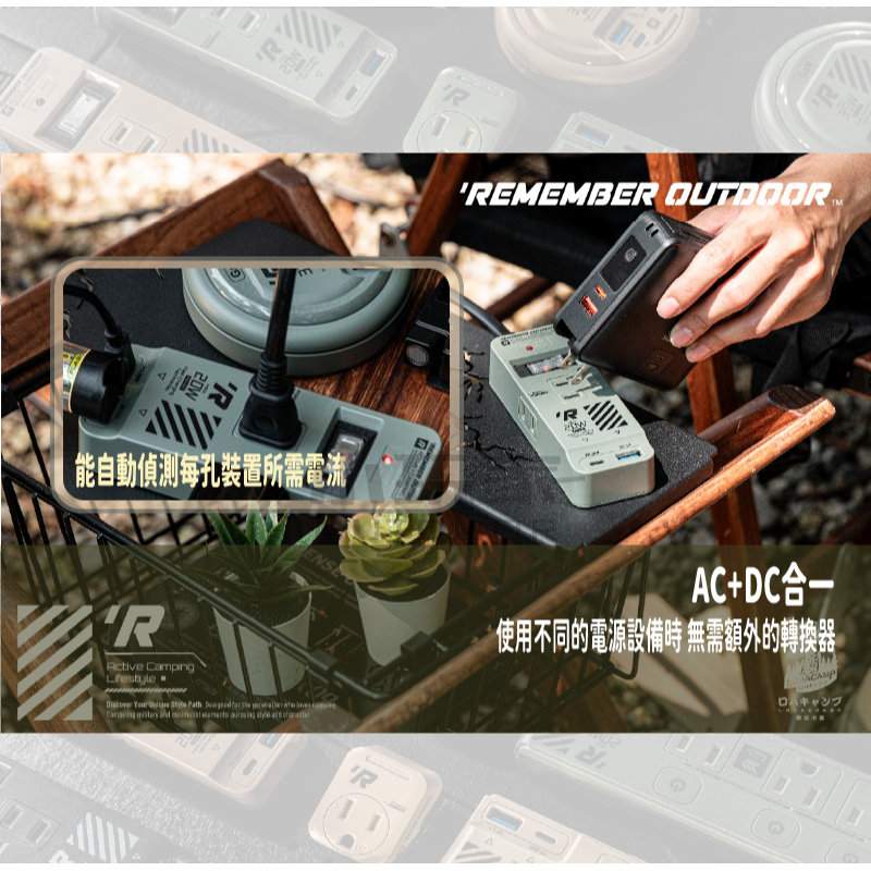 樂活不露 3口2PIN機甲風延長線 三座 兩孔 快充 延長線 1.8M USB 插座 露營 軍風-細節圖7