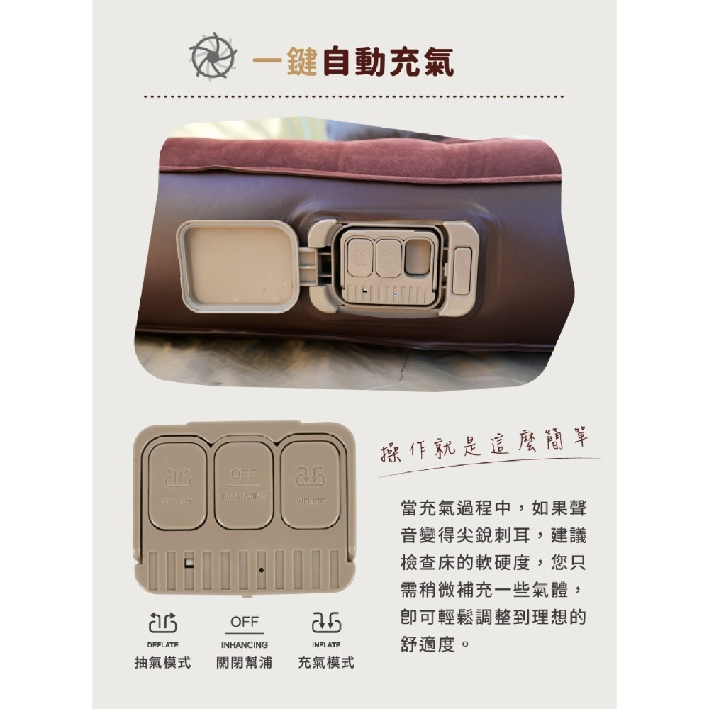 努特NUIT 魔幻時光 波浪型獨立筒電動充氣床(L) 露營 充氣床墊 獨立筒 內建電動幫浦 NTB364-細節圖3