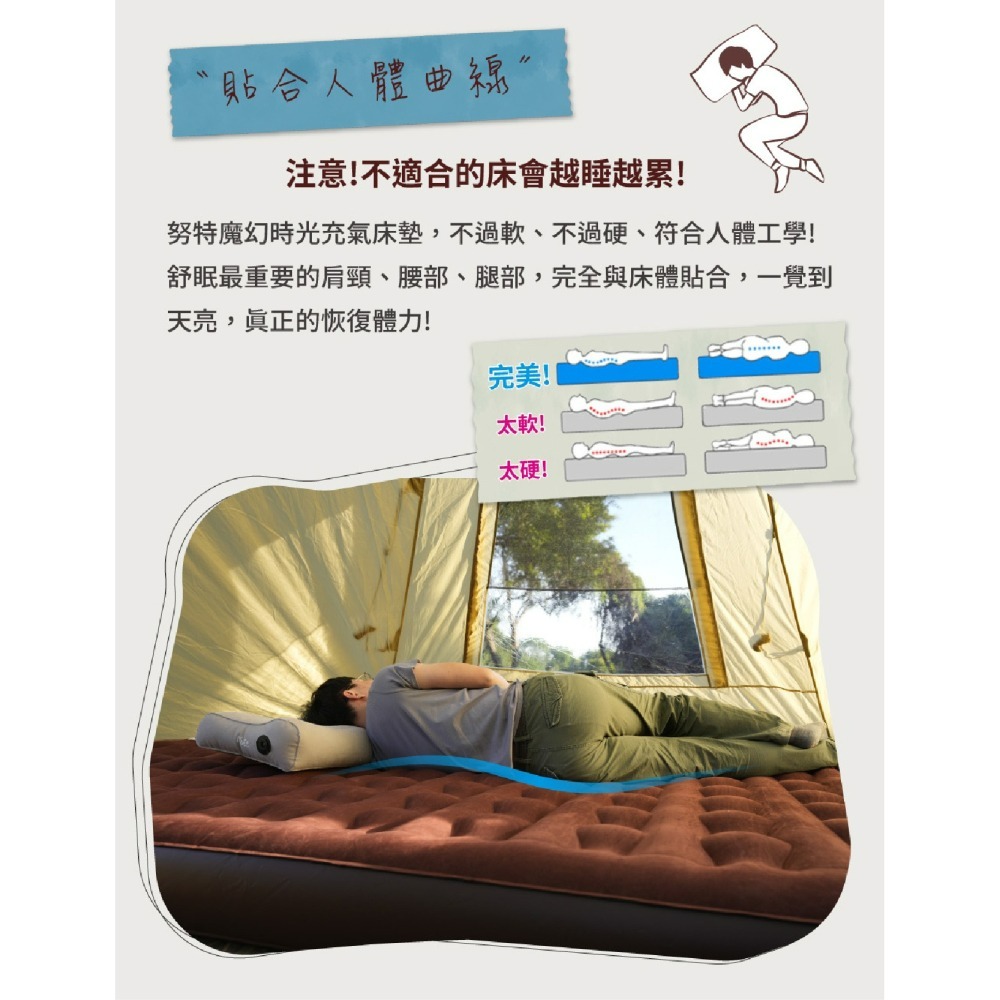 努特NUIT 魔幻時光 波浪型獨立筒電動充氣床(L) 露營 充氣床墊 獨立筒 內建電動幫浦 NTB364-細節圖7