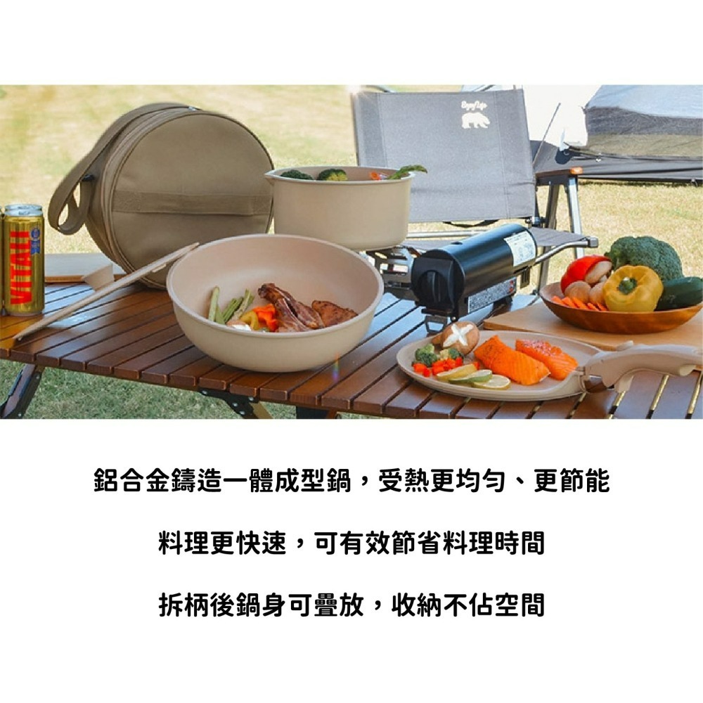 SADOMAIN仙德曼 鑄造不沾煎烤盤 可拆卸把手 附圓形收納袋 湯鍋組 露營 野營 居家-細節圖3
