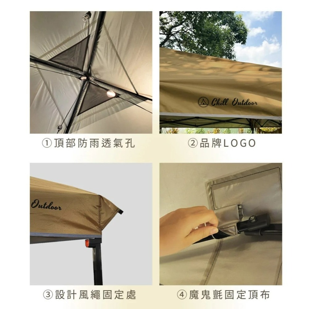 Chill Outdoor 【超值套組】 沙之萩速開客廳帳 主帳 + 圍布*4 300*300 客廳帳-細節圖8
