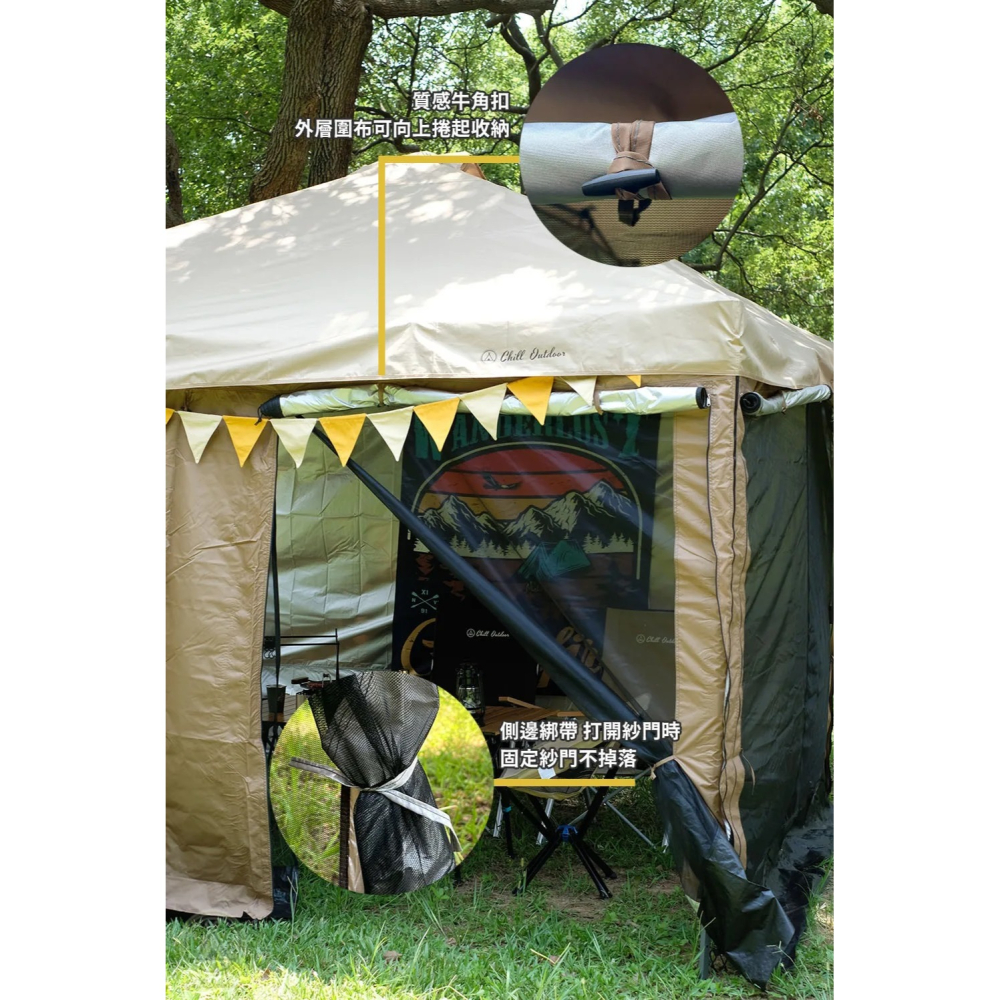 Chill Outdoor 沙之萩速開客廳帳 客廳帳 邊布(單片賣場) 雙層圍布 露營 野營-細節圖4