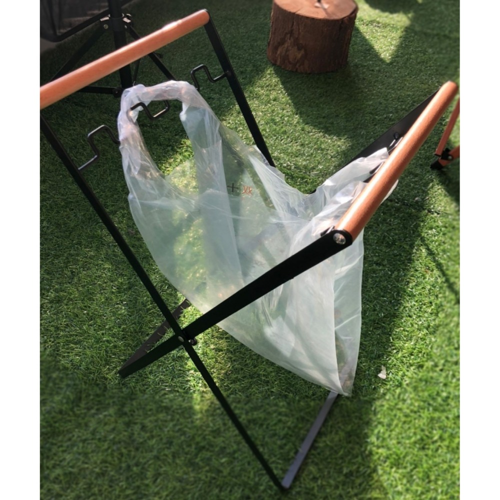 木柄折疊垃圾架 白/黑 垃圾架 分類架 折疊架 收納架 露營 戶外 野營 小玩家露營用品-細節圖4