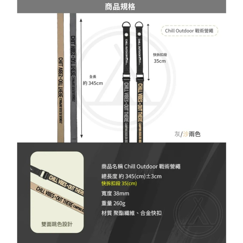 Chill Outdoor 戰術營繩 露營繩 露營掛繩 織帶營繩 營繩 帳篷 天幕 小玩家露營用品-細節圖5