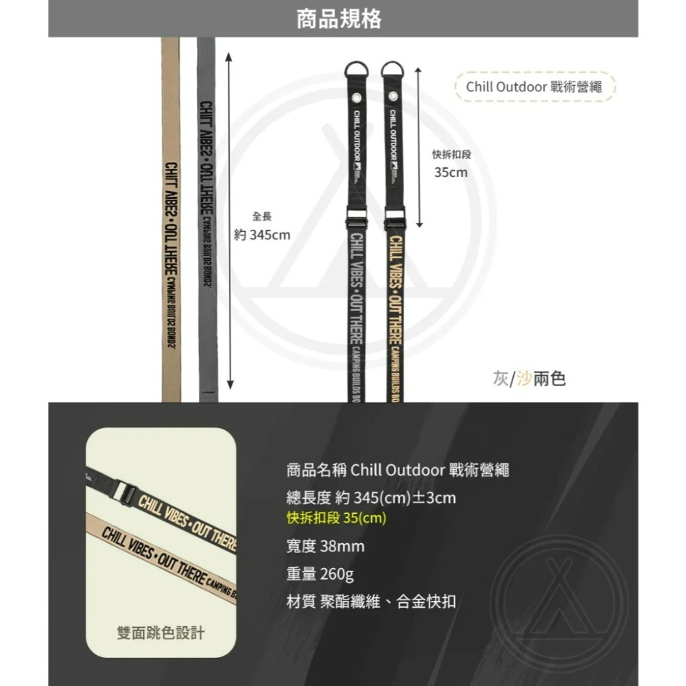 Chill Outdoor 戰術營繩 露營繩 露營掛繩 織帶營繩 營繩 帳篷 天幕 小玩家露營用品-細節圖5
