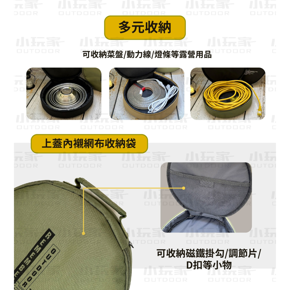 樂活不露 動力線迴轉盤收納袋  燈條多元收納包 動力線 收納袋 收納包 動力線收納袋 露營 野營 小玩家露營用品-細節圖3