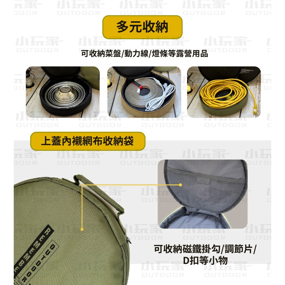樂活不露 動力線迴轉盤收納袋  燈條多元收納包 動力線 收納袋 收納包 動力線收納袋 露營 野營 小玩家露營用品-細節圖3