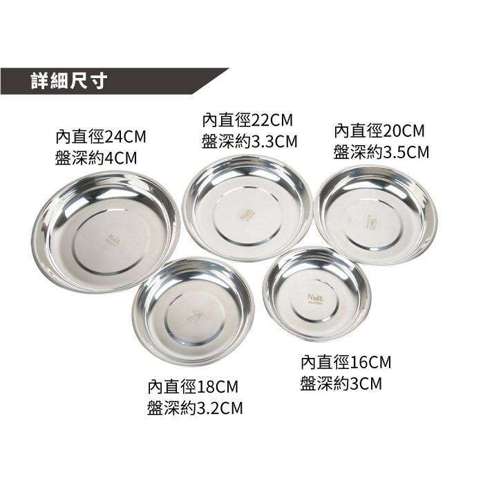 努特NUIT 5入不鏽鋼盤組(附收納袋) 菜盤 不鏽鋼菜盤-NTF178 小玩家露營用品-細節圖5