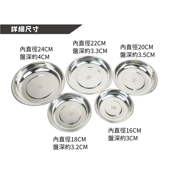 努特NUIT 5入不鏽鋼盤組(附收納袋) 菜盤 不鏽鋼菜盤-NTF178 小玩家露營用品-細節圖5